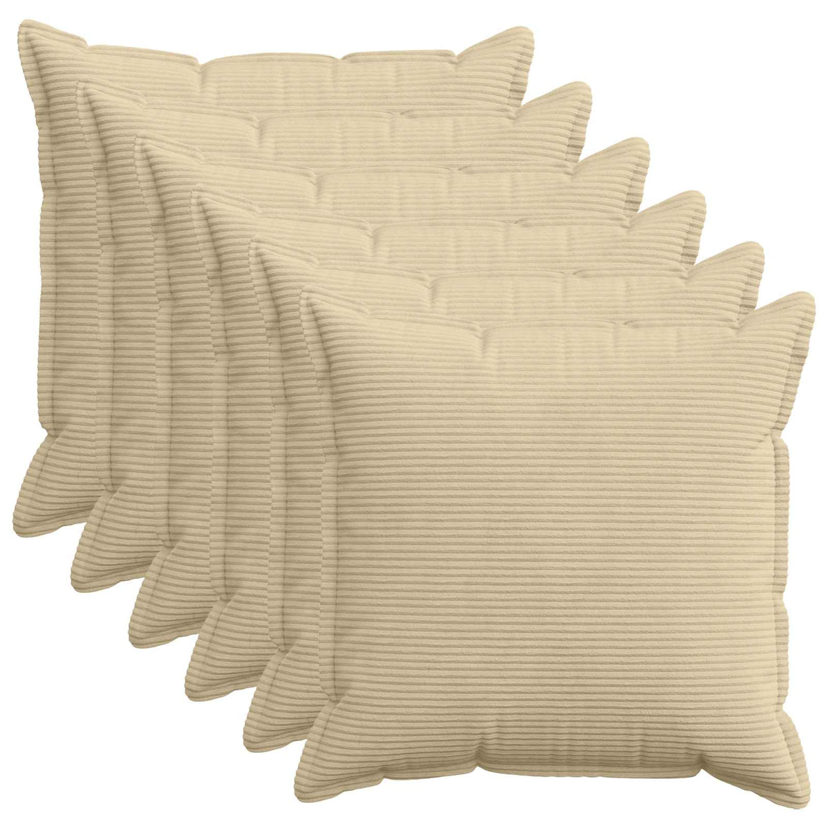 Pudebetræk 6 stk. HOUTEN Lys Grøn Grå 80 x 80 cm cordfløjl