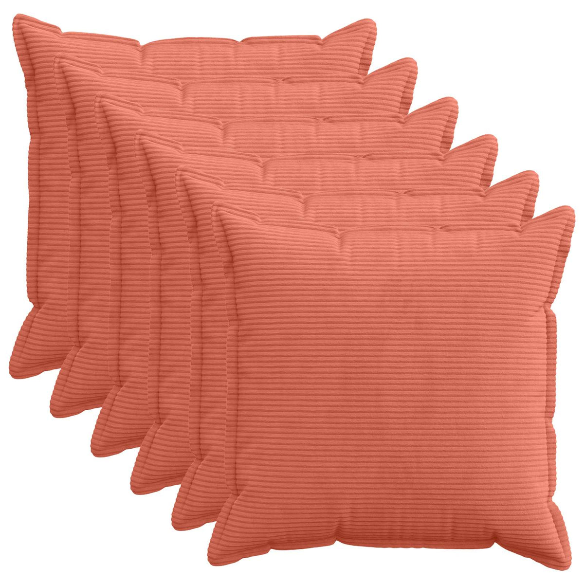 Pudebetræk 6 stk. HOUTEN Rød orange 80 x 80 cm cordfløjl