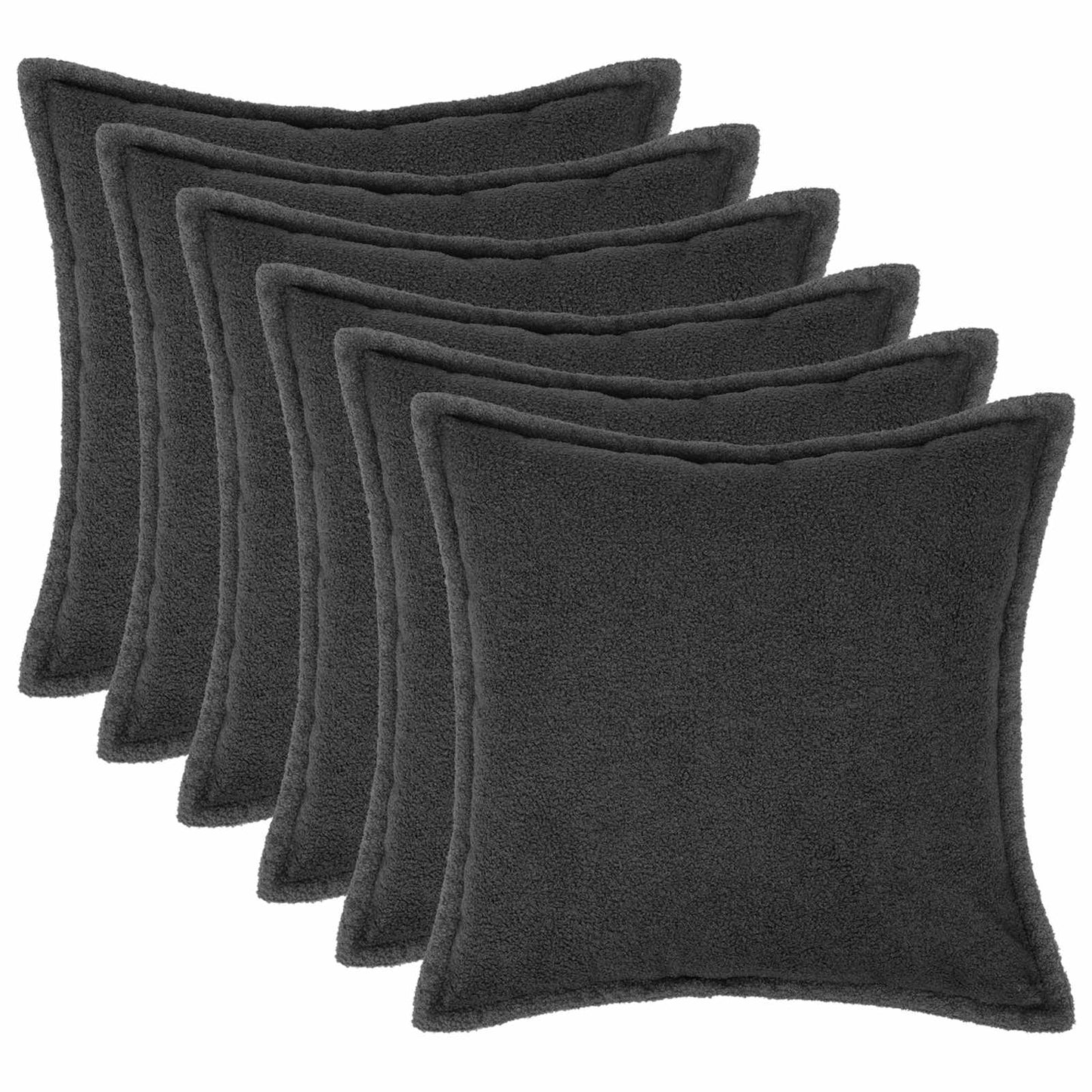 Pudebetræk 6 pcs HOUTEN Mørkegrå 80 x 80 cm Bouclé