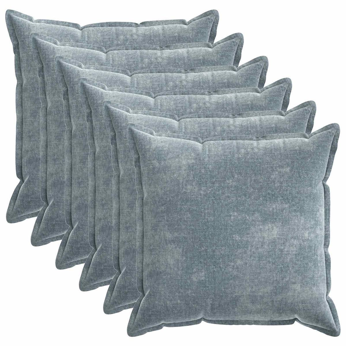 Pudebetræk 6 stk. HOUTEN Lyseblå 80 x 80 cm Chenille Stof