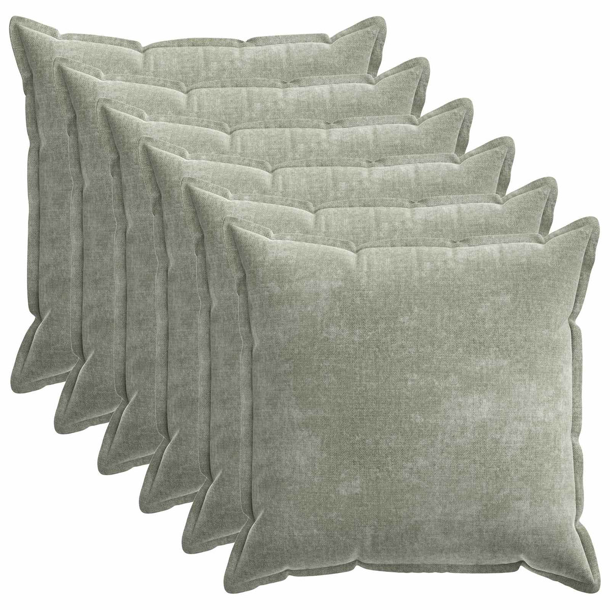 Pudebetræk 6 stk. HOUTEN Grøn 80 x 80 cm Chenille Stof