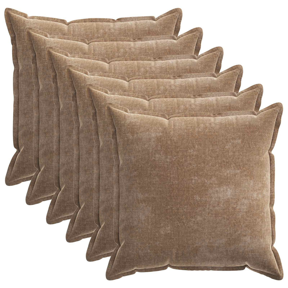 Pudebetræk 6 stk. HOUTEN Brun 80 x 80 cm Chenille Stof