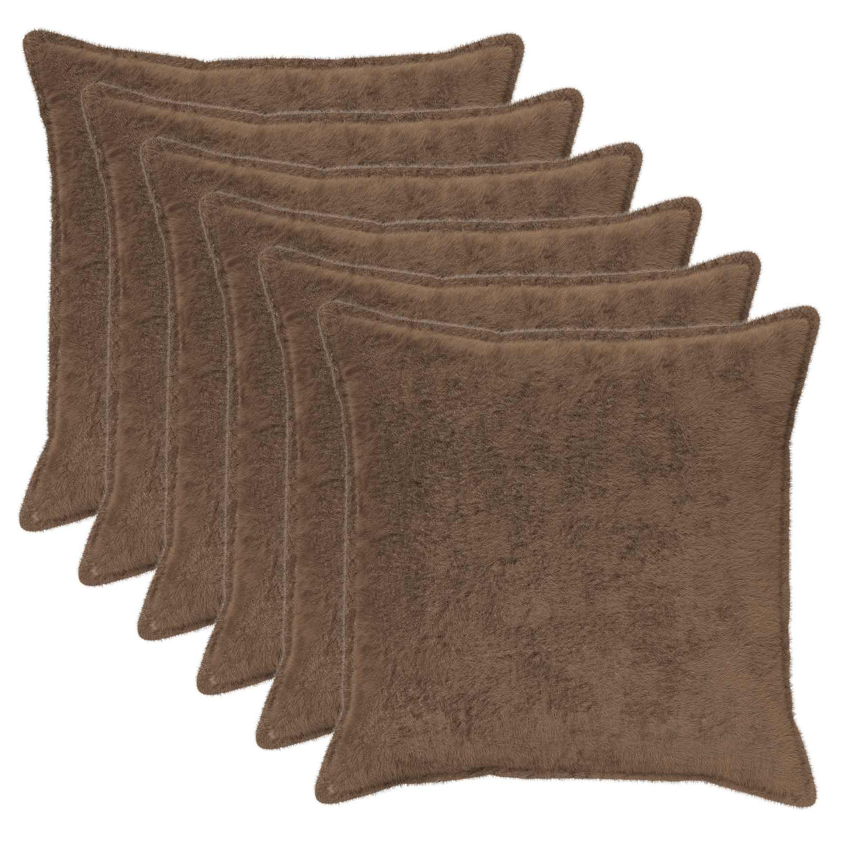 Pudebetræk 6 stk. HOUTEN Lys Brun 80 x 80 cm Faux Kanin Pels
