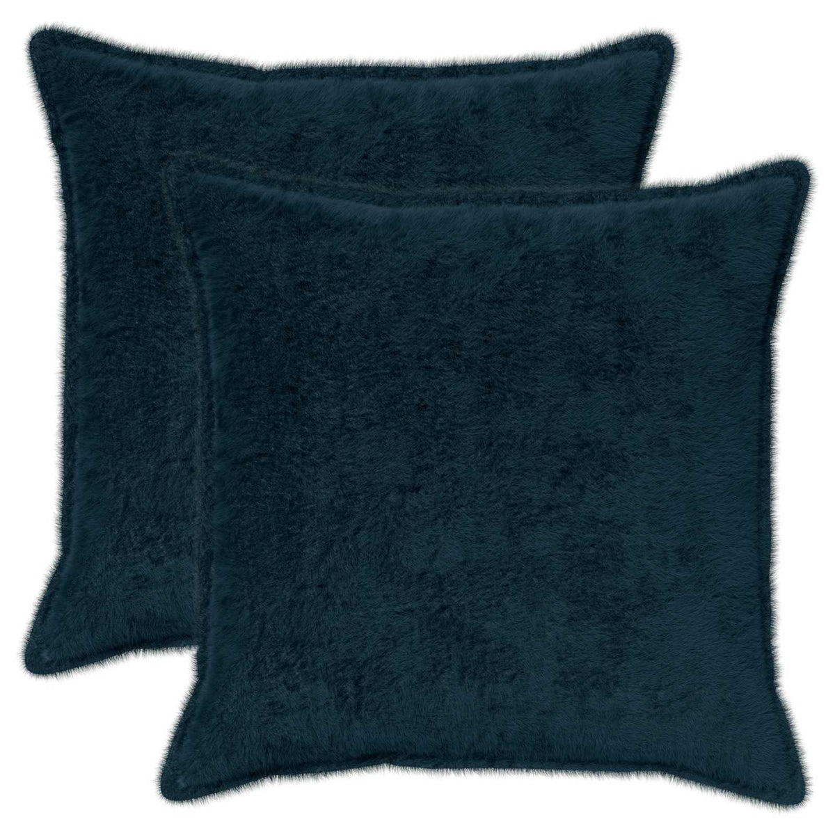 Pudebetræk 2 stk. HOUTEN Mørkeblå 80 x 80 cm Faux Kanin Pels