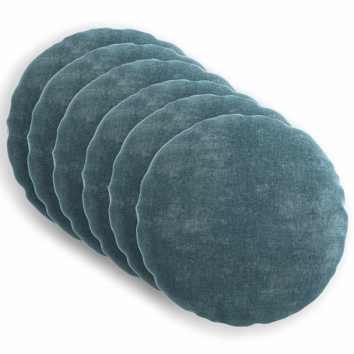 Pudebetræk 6 stk. HEERLEN Blå Ø 30 cm Chenille Stof