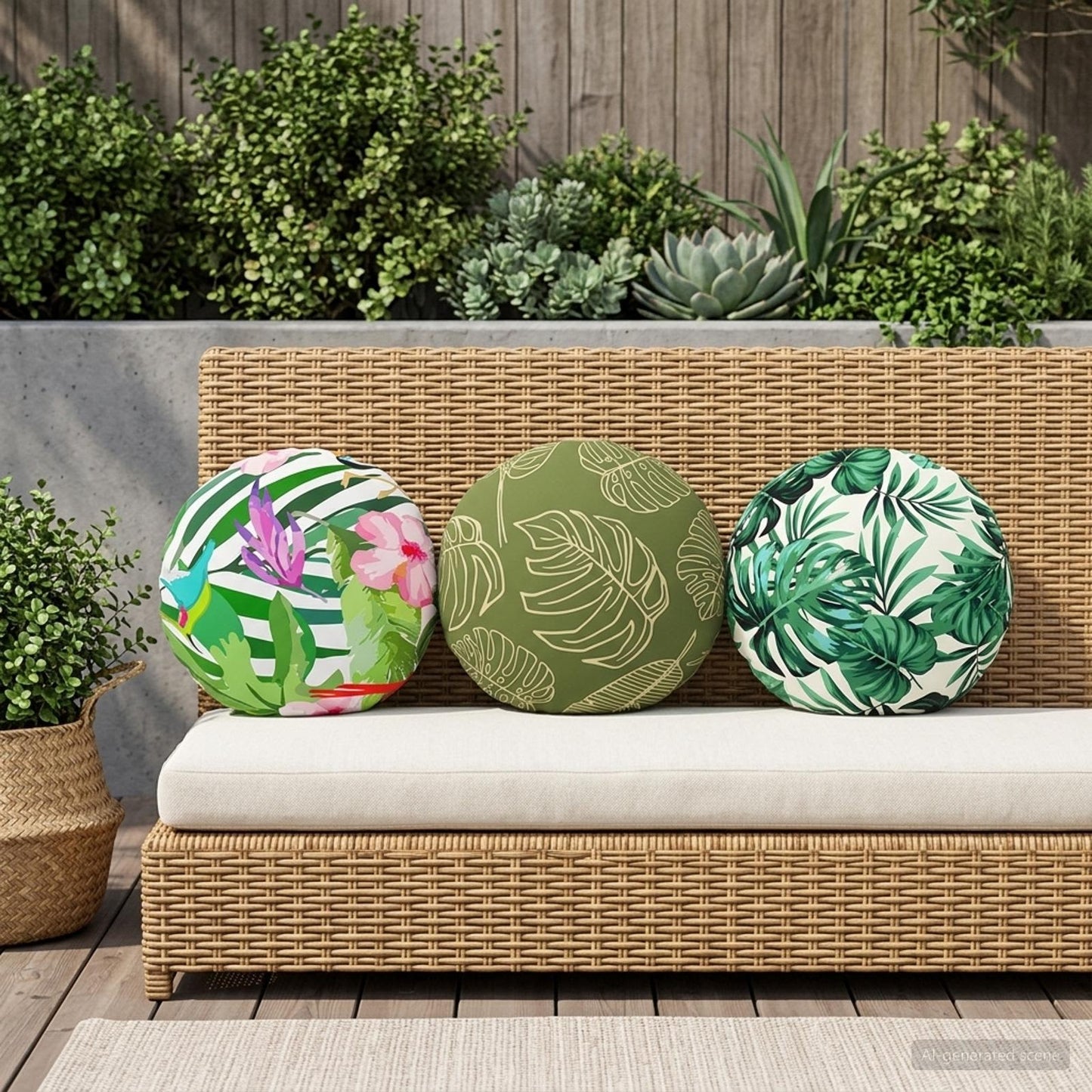 Pudebetræk 2 pcs HEERLEN Bladdesign Ø 30 cm Polyester