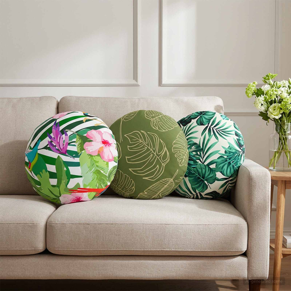 Pudebetræk 2 pcs HEERLEN Bladmønster Ø 30 cm Polyester