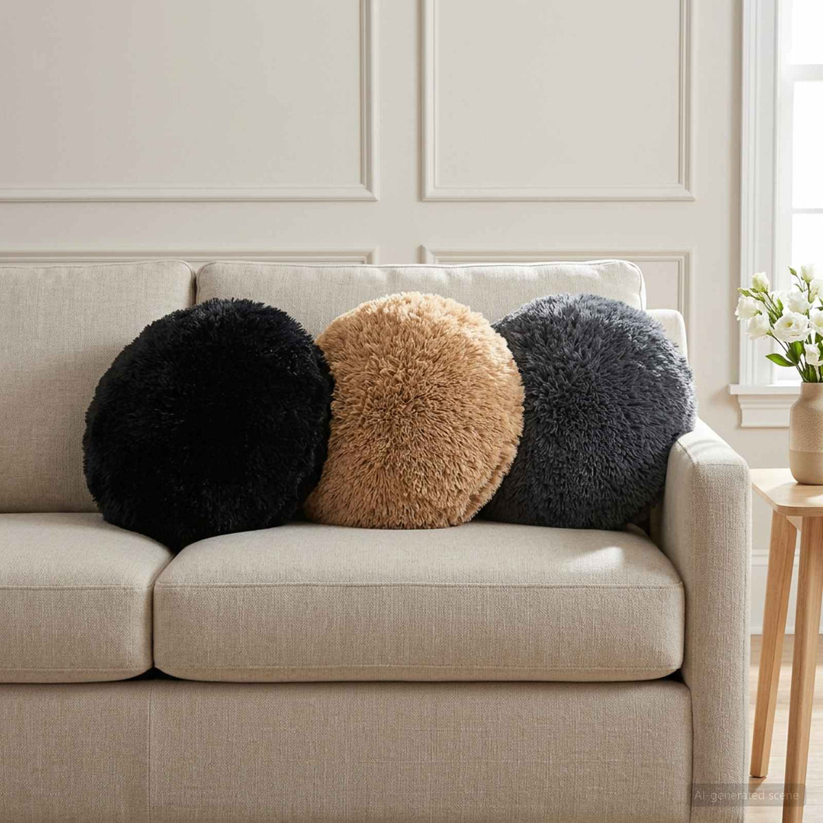 Pude med pude HEERLEN 6 stk. Gråbrun PV Fleece