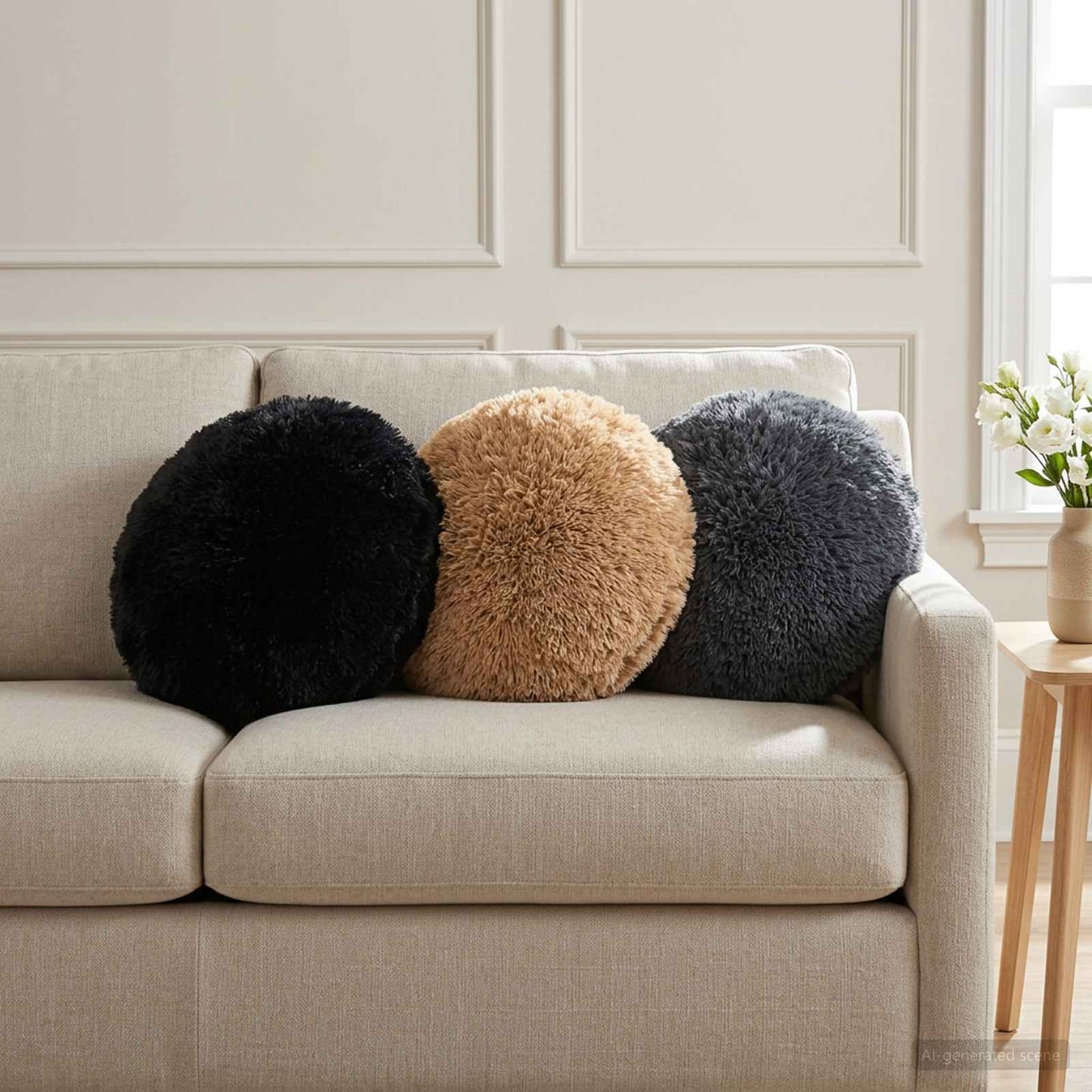 Pude med pude HEERLEN 2 stk. Gråbrun PV Fleece