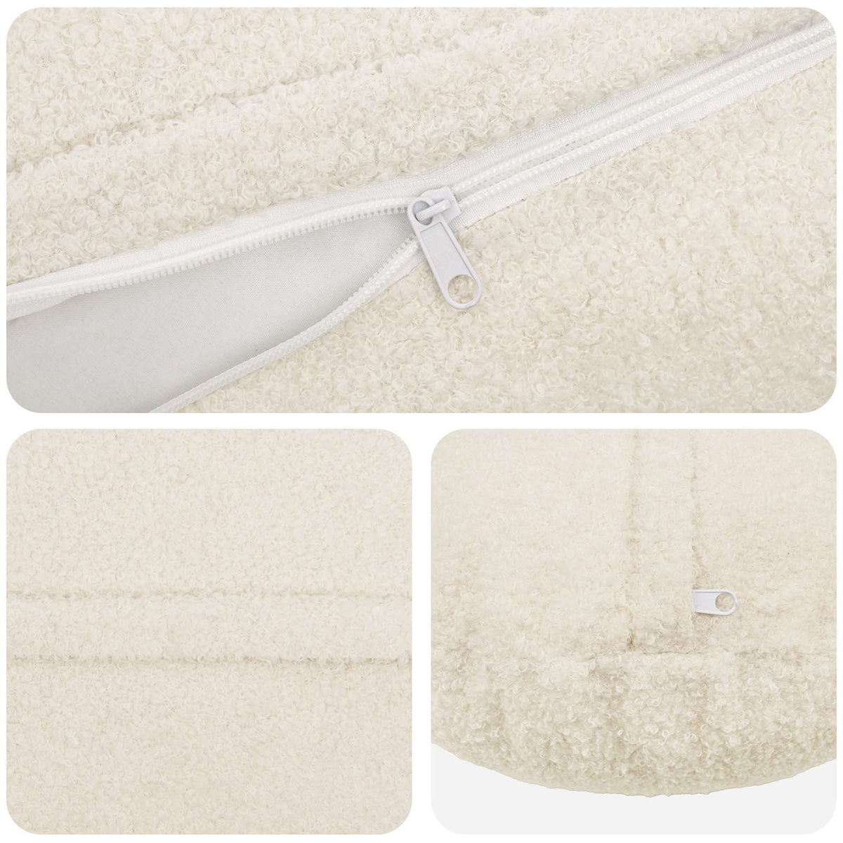 Pudebetræk 6 pcs HEERLEN Cremefarvet Ø 40 cm Bouclé