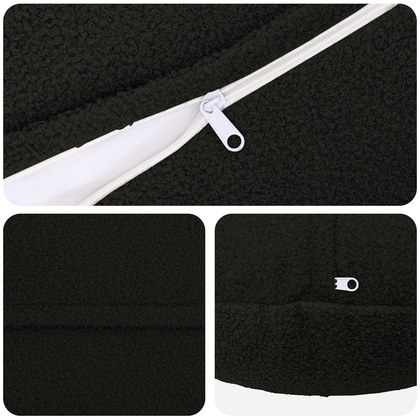 Pudebetræk 2 pcs HEERLEN Sort Ø 40 cm Bouclé