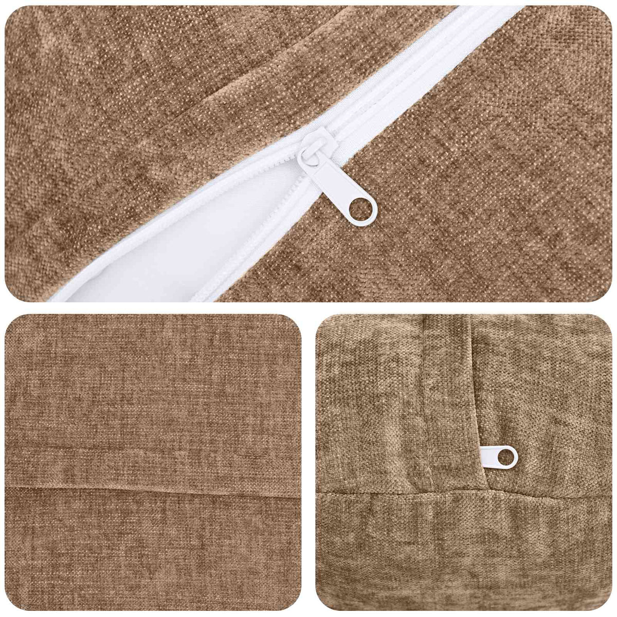 Pudebetræk 2 stk. HEERLEN Brun Ø 40 cm Chenille Stof