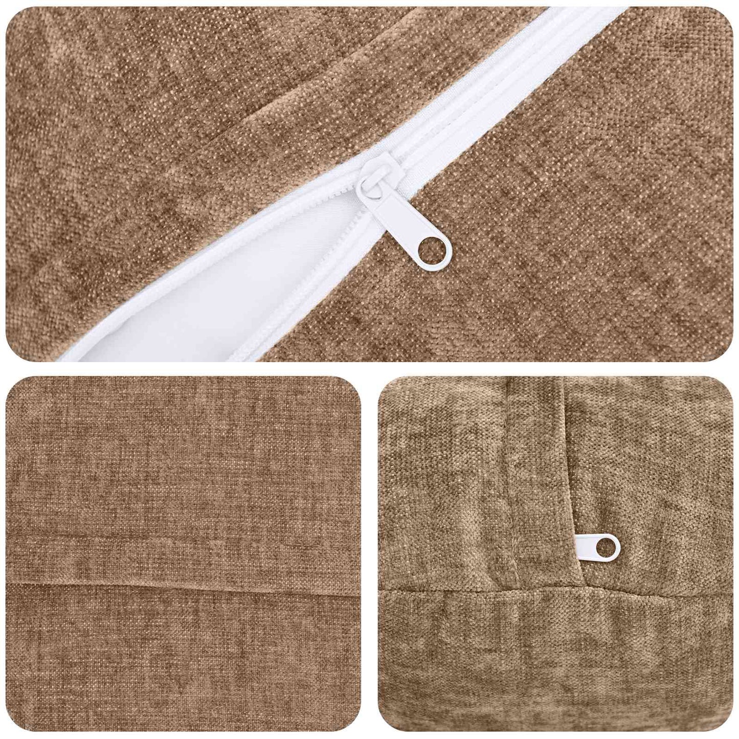 Pudebetræk 6 stk. HEERLEN Brun Ø 40 cm Chenille Stof