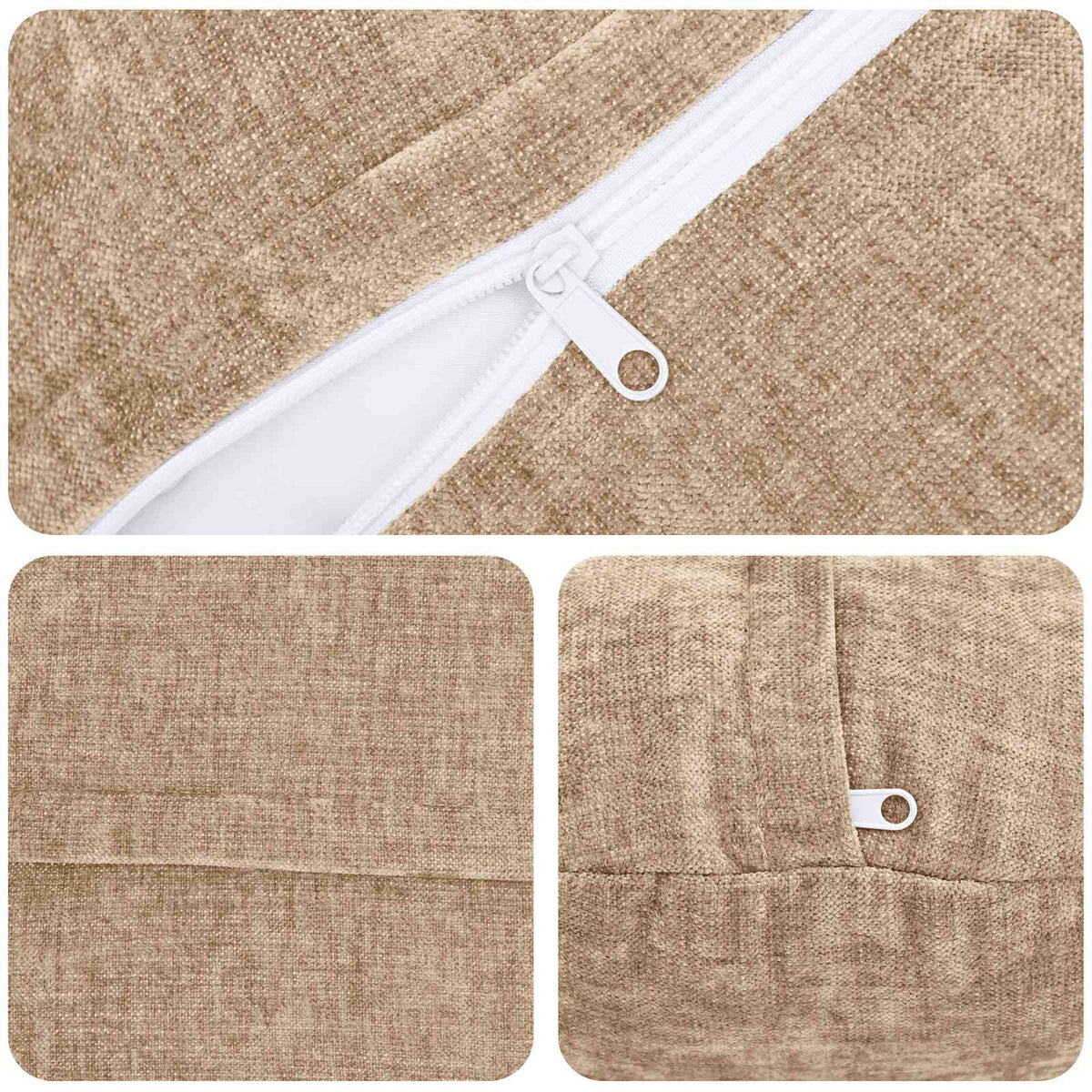 Pudebetræk 2 stk. HEERLEN Gråbrun Ø 40 cm Chenille Stof