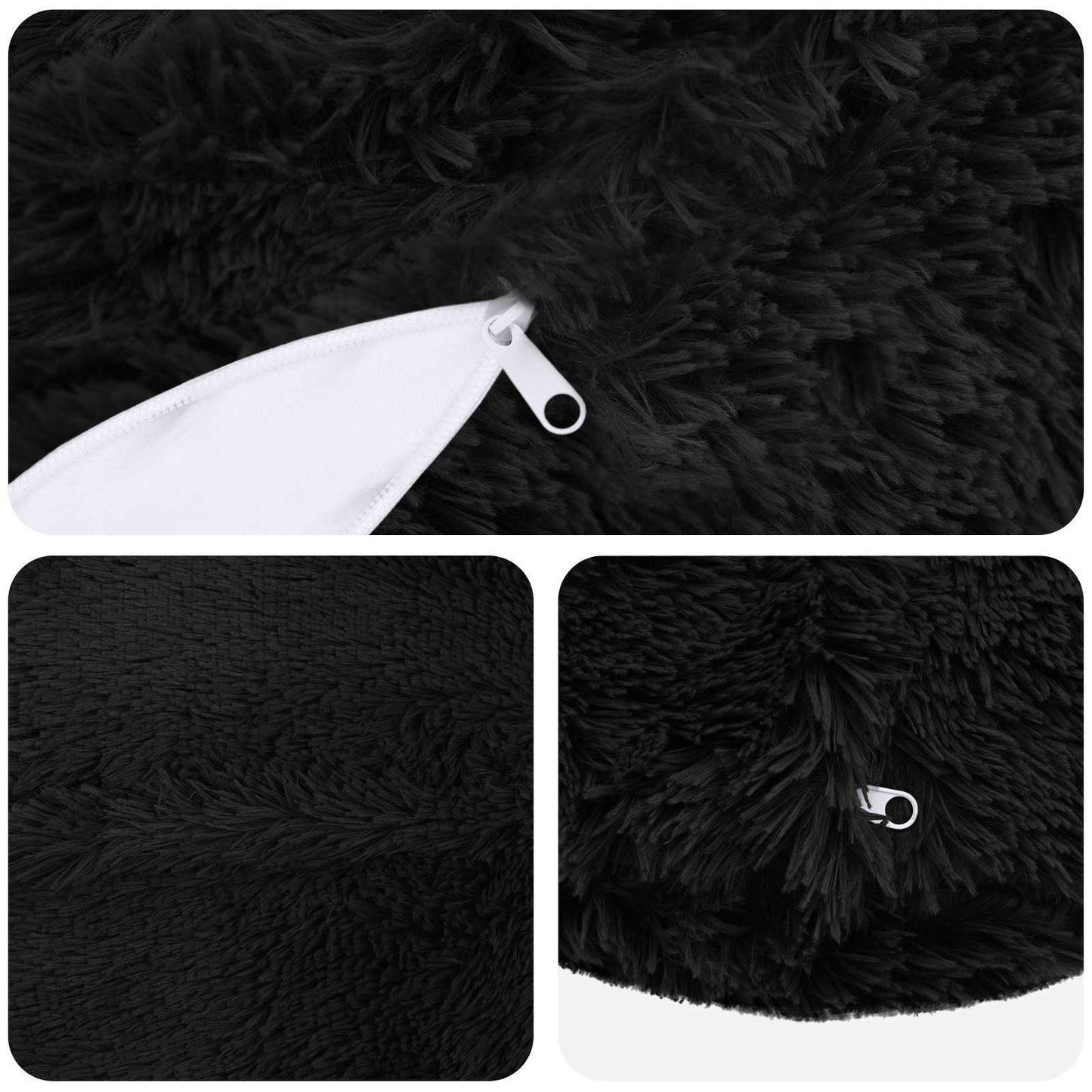 Pudebetræk 2 pcs HEERLEN Sort Ø 40 cm PV Fleece