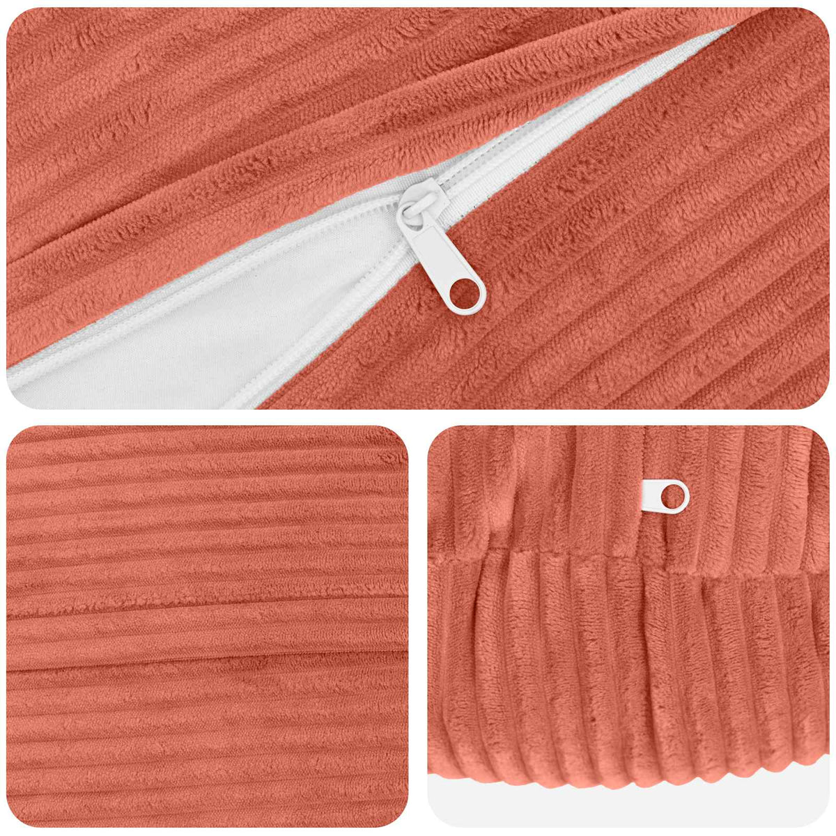 Pudebetræk 6 pcs HEERLEN Rød orange Ø 50 cm cordfløjl