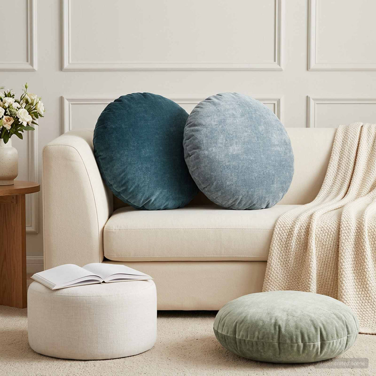 Pudebetræk 2 stk. HEERLEN Grøn Ø 60 cm Chenille Stof