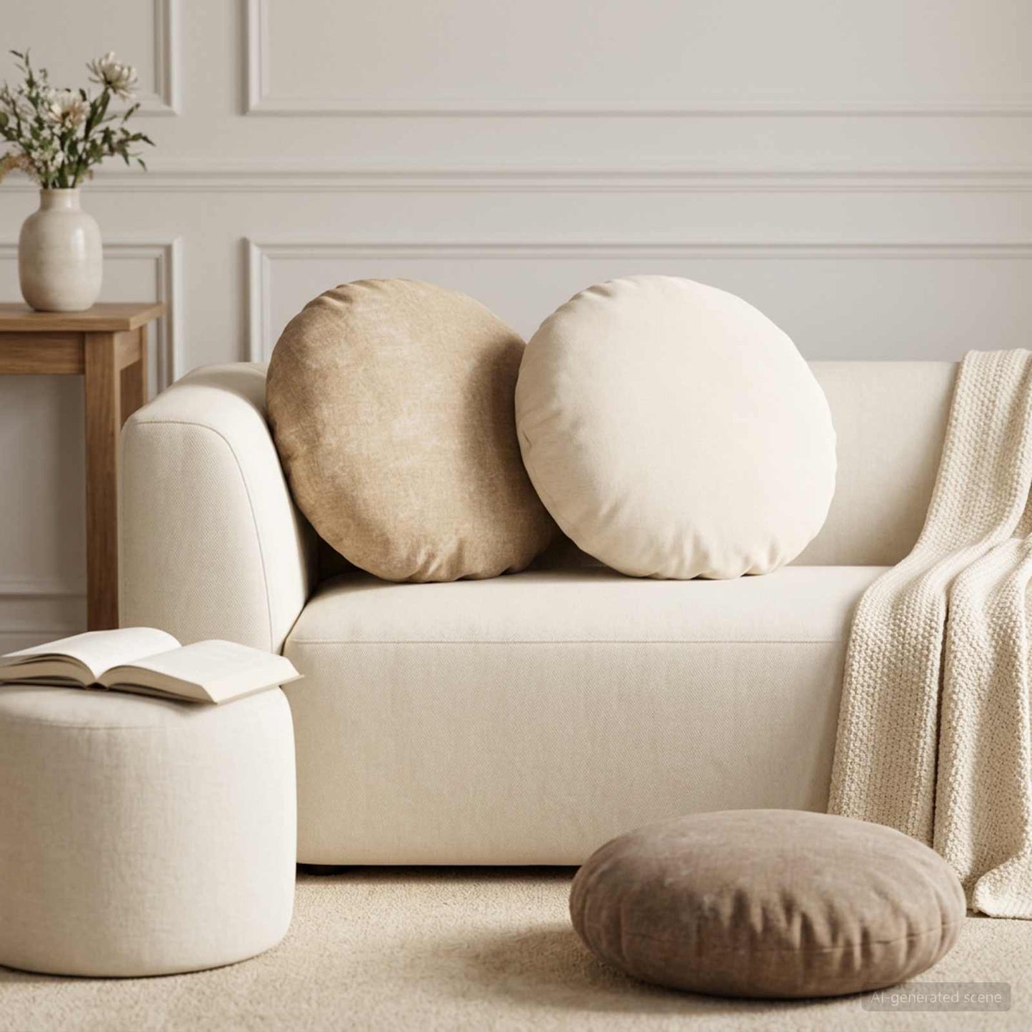 Pudebetræk 2 stk. HEERLEN Brun Ø 60 cm Chenille Stof