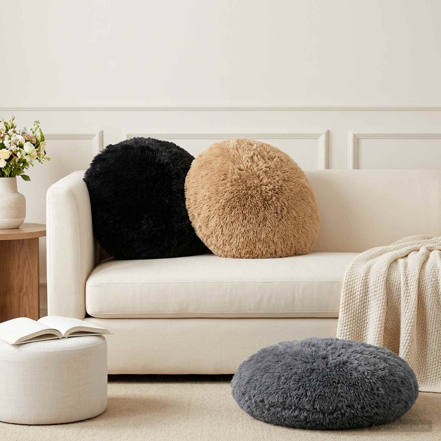 Pudebetræk 2 pcs HEERLEN Gråbrun Ø 60 cm PV Fleece