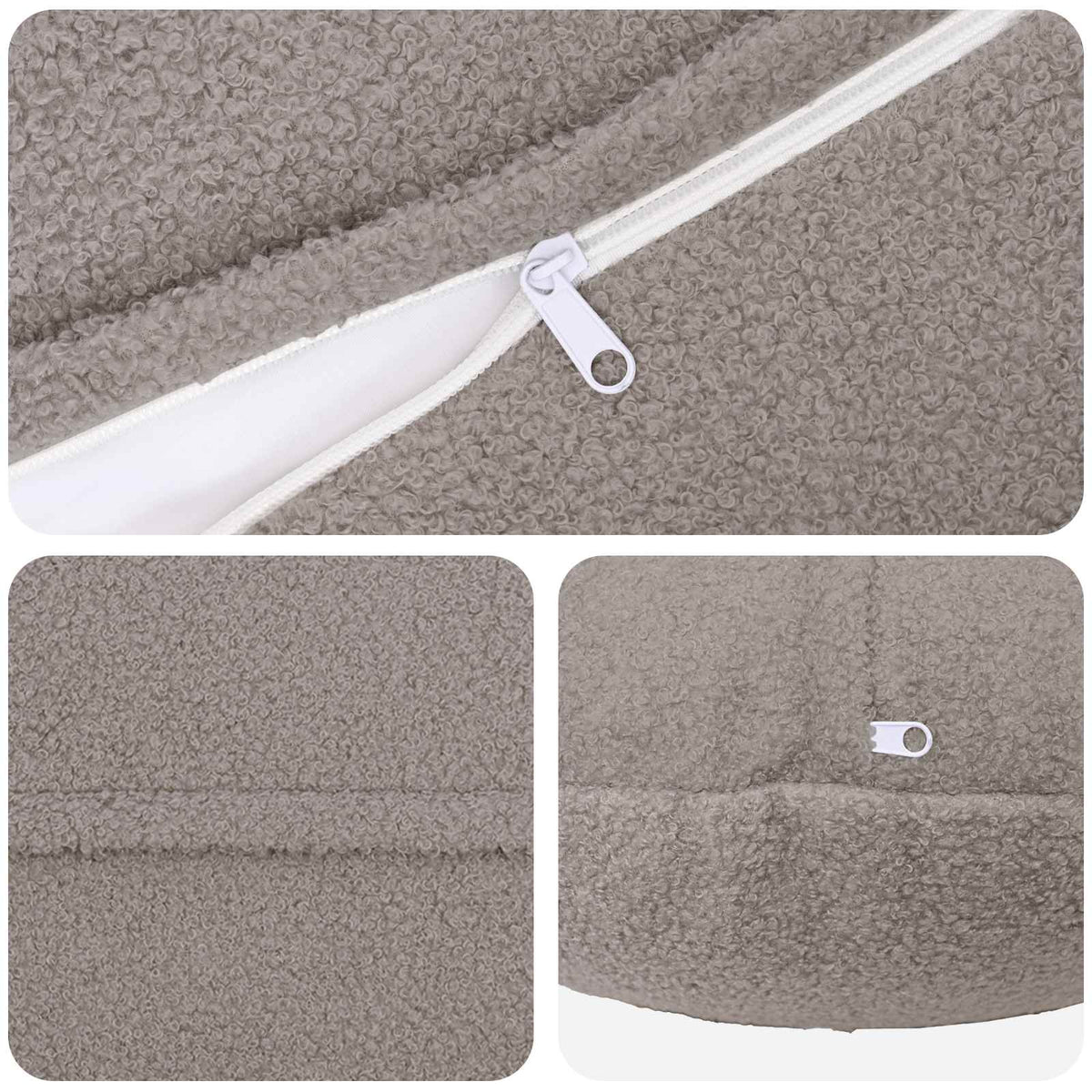 Pudebetræk 2 pcs HEERLEN Lysegrå Ø 60 cm Bouclé