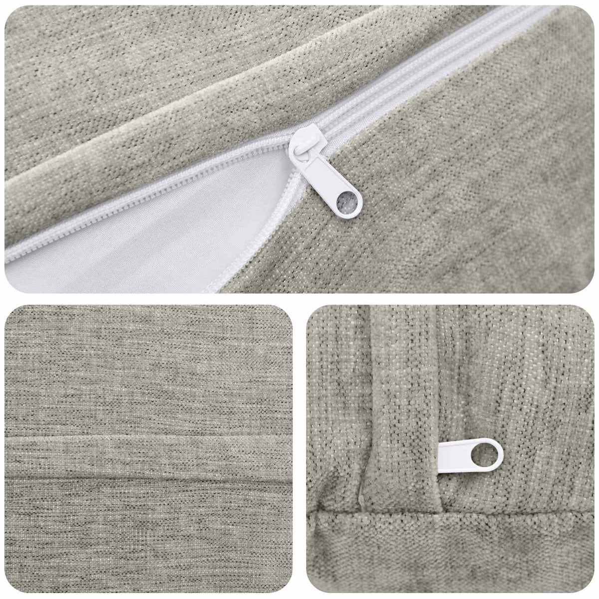 Pudebetræk 2 stk. HEERLEN Lysegrå Ø 60 cm Chenille Stof