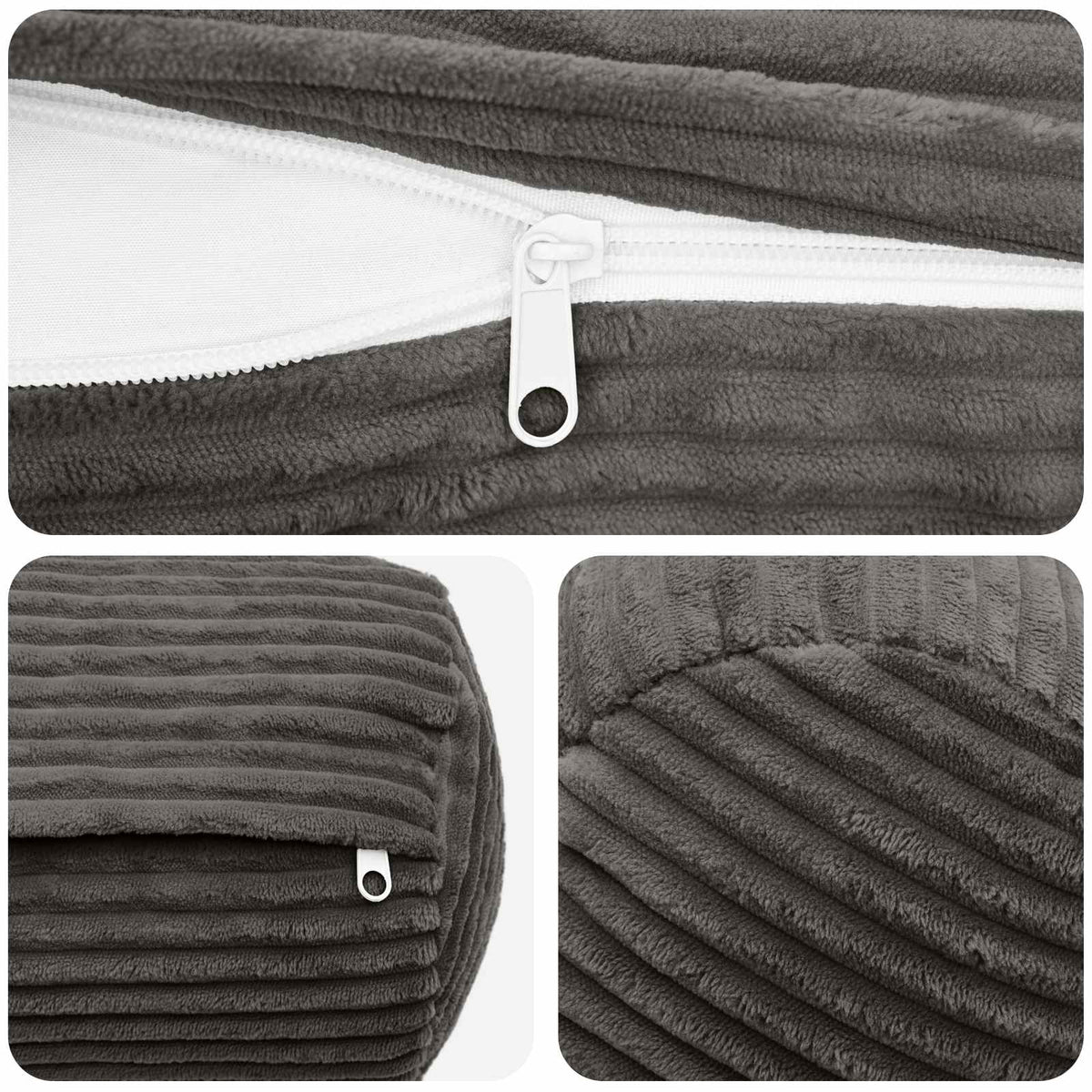 Pudebetræk 2 pcs HEERLEN Mørkegrå Ø 15 x 40 cm cordfløjl