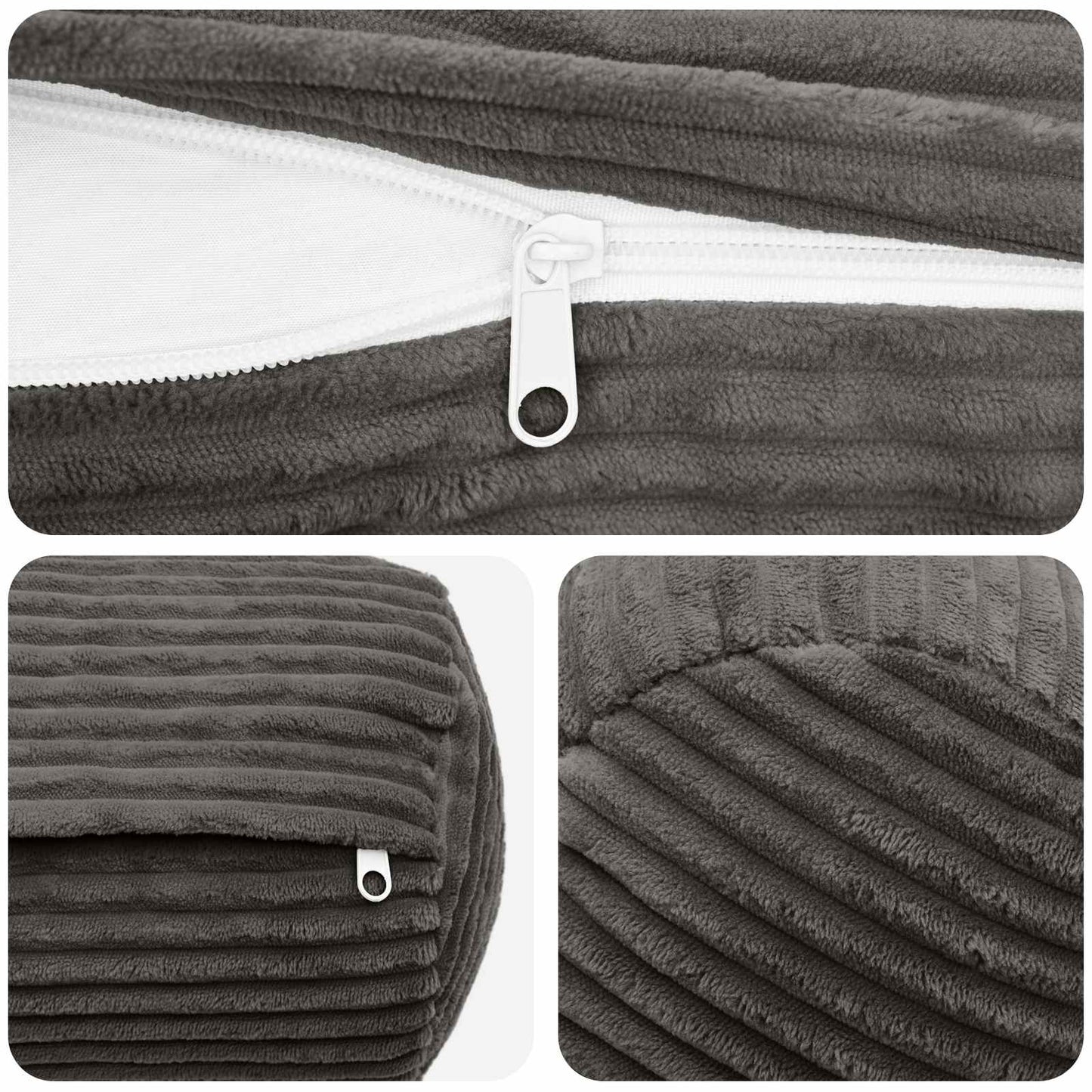 Pudebetræk 6 pcs HEERLEN Mørkegrå Ø 15 x 40 cm cordfløjl