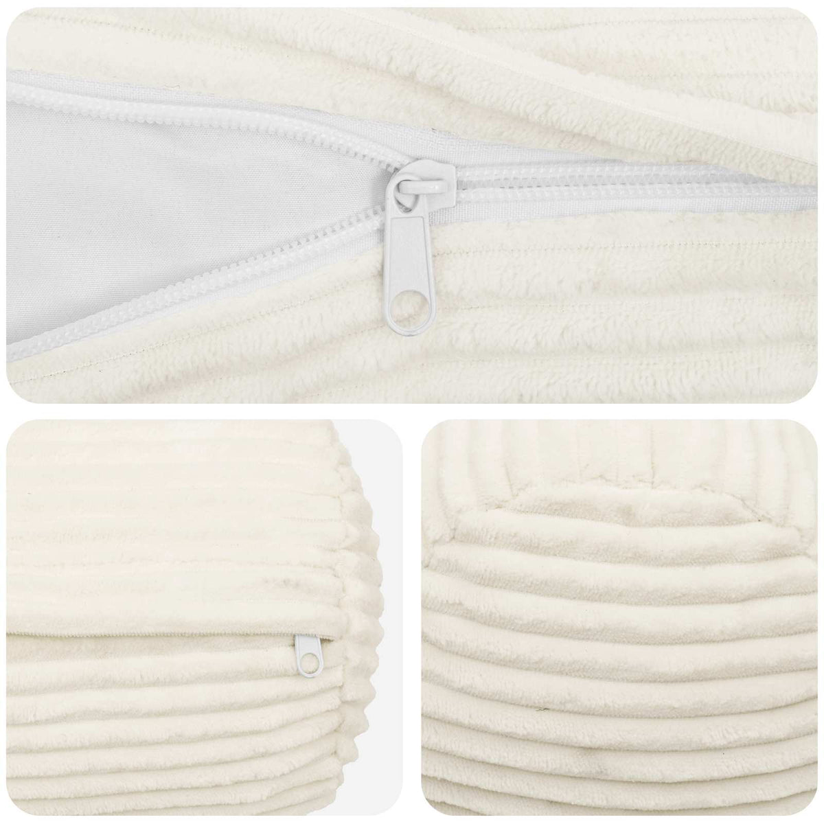 Pudebetræk 2 pcs HEERLEN Cremefarvet Ø 15 x 40 cm cordfløjl