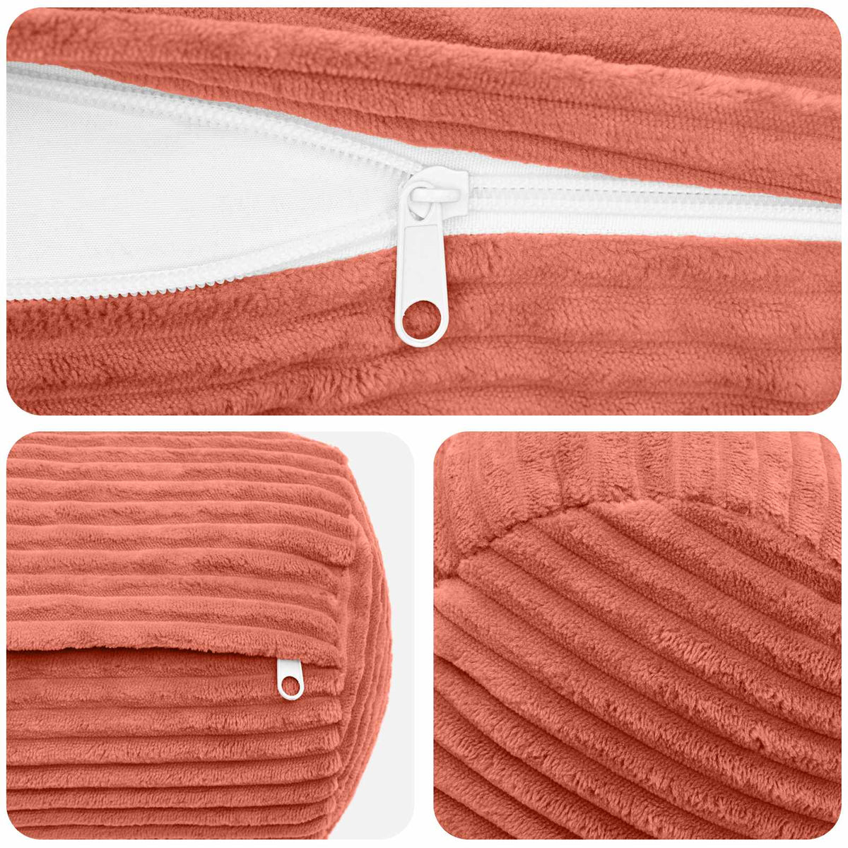 Pudebetræk 6 stk. HEERLEN Rød orange Ø 15 x 40 cm cordfløjl