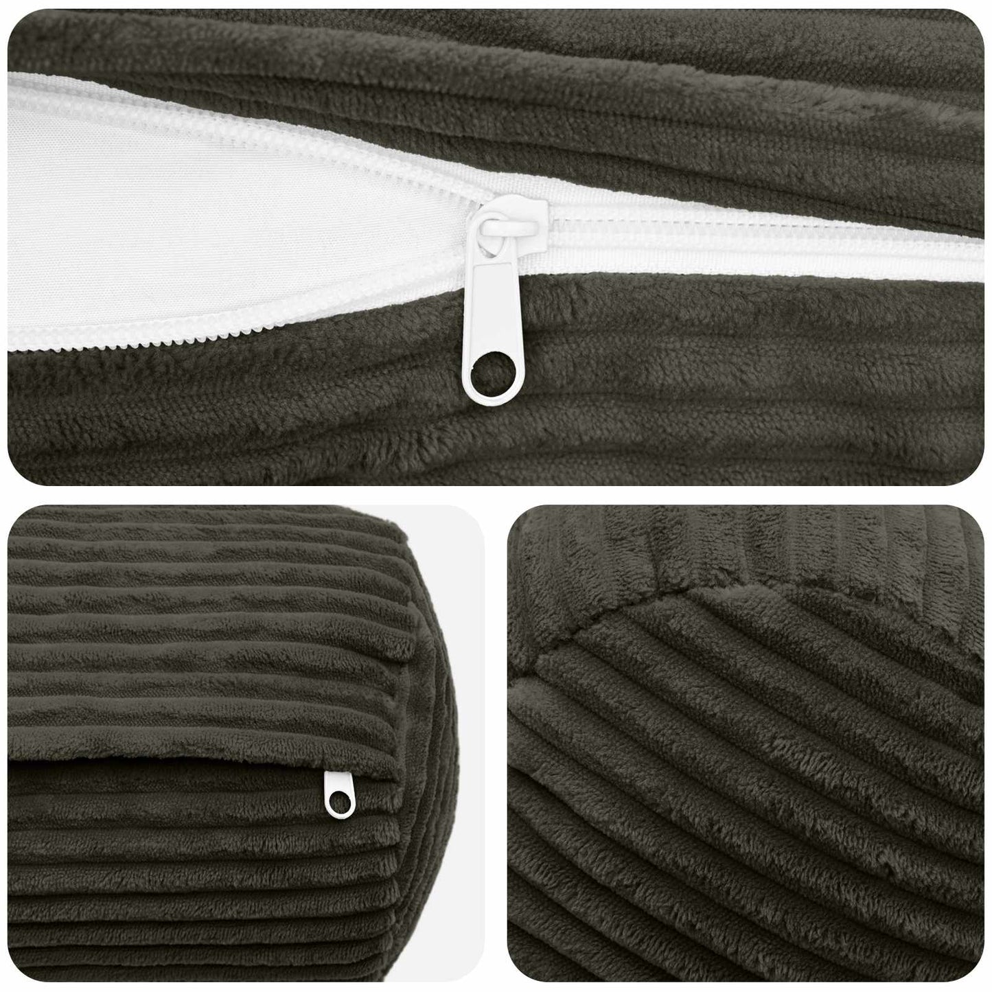 Pudebetræk 2 pcs HEERLEN Antracit Ø 15 x 40 cm cordfløjl