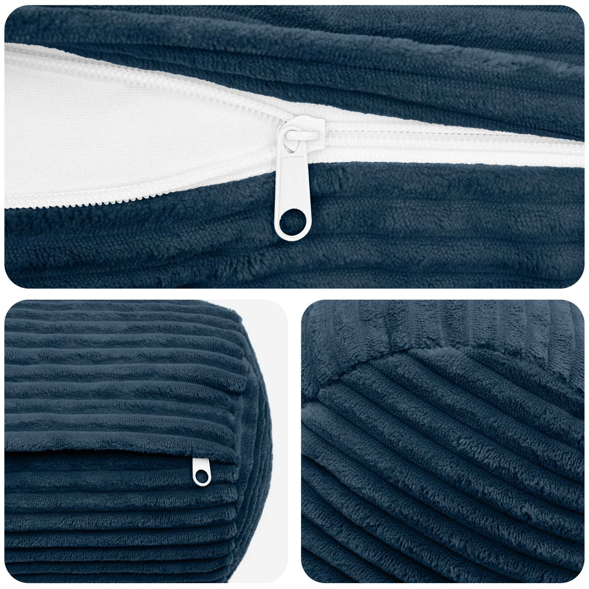 Pudebetræk 6 pcs HEERLEN Mørkeblå Ø 15 x 40 cm cordfløjl