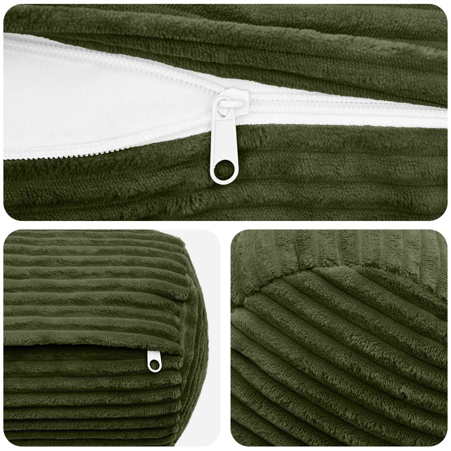 Pudebetræk 6 pcs HEERLEN Grøn Ø 15 x 40 cm cordfløjl