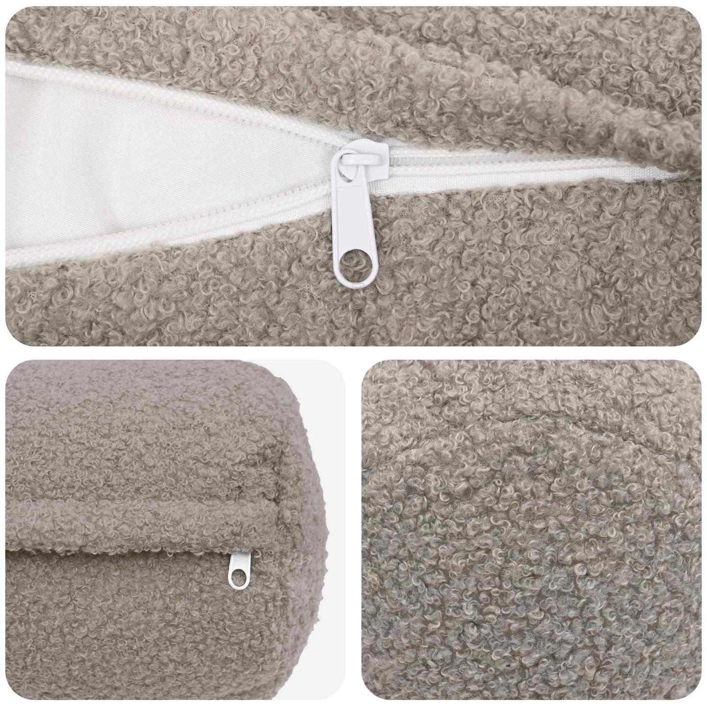Pudebetræk 6 pcs HEERLEN Lysegrå Ø 15 x 40 cm Bouclé