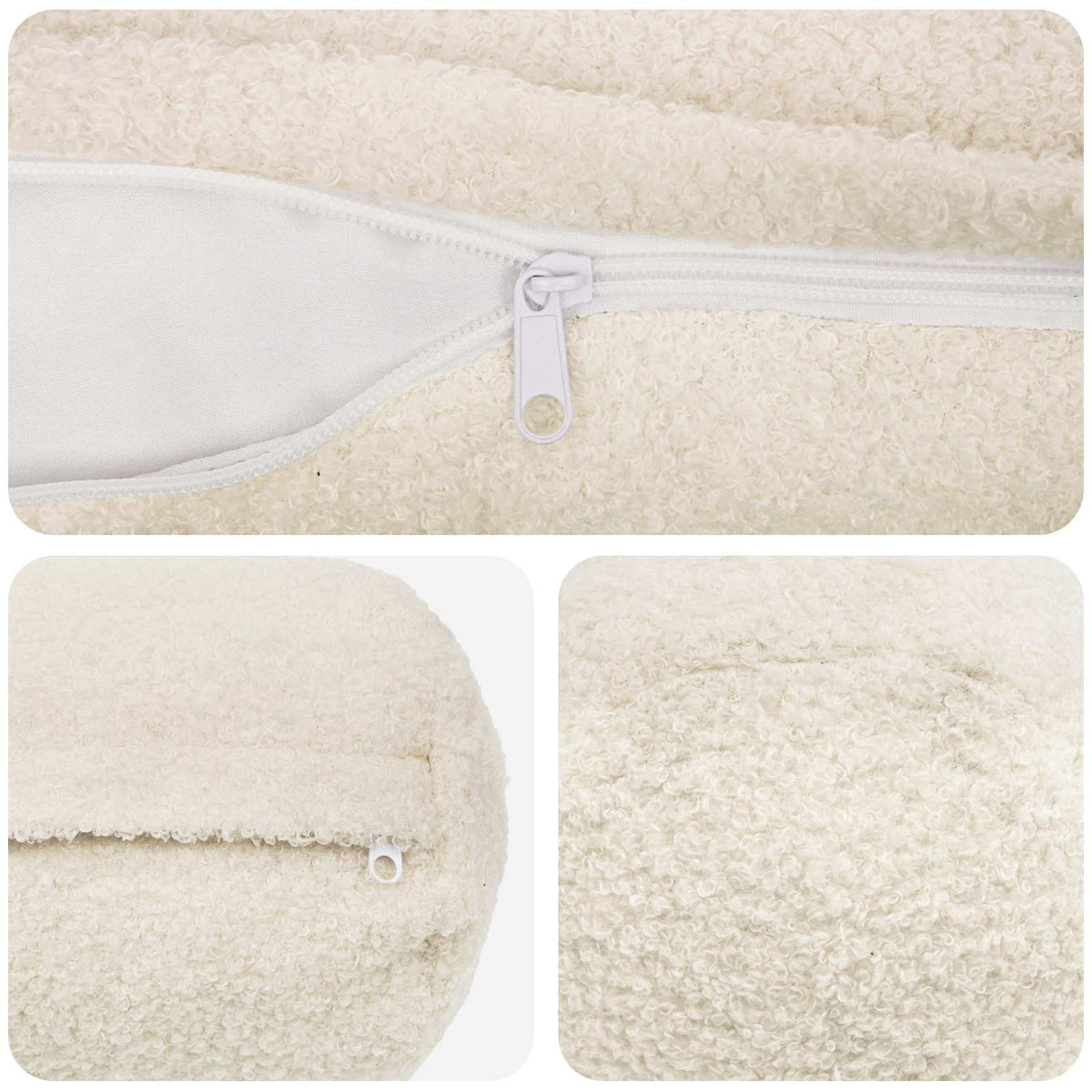 Pudebetræk 2 pcs HEERLEN Cremefarvet Ø 15 x 40 cm Bouclé
