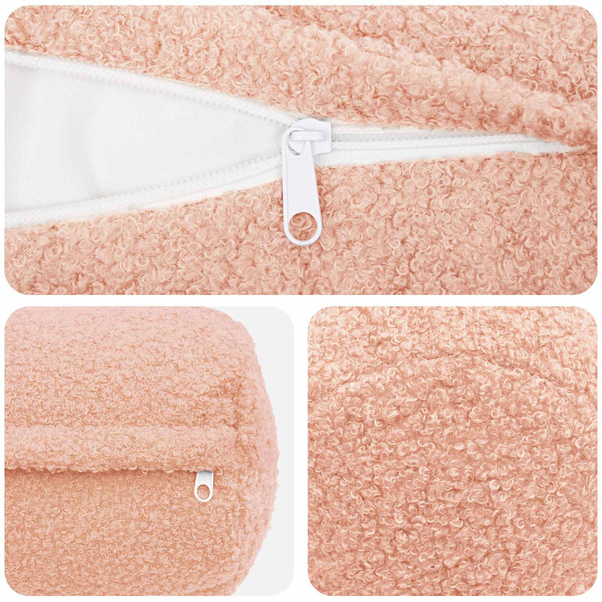 Pudebetræk 2 pcs HEERLEN Lyserød Ø 15 x 40 cm Bouclé
