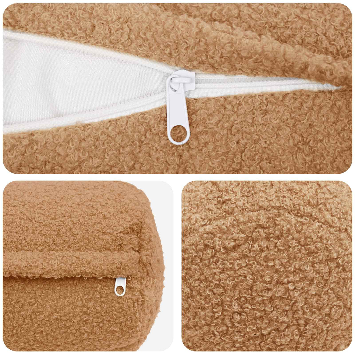 Pudebetræk 6 pcs HEERLEN Beige Ø 15 x 40 cm Bouclé