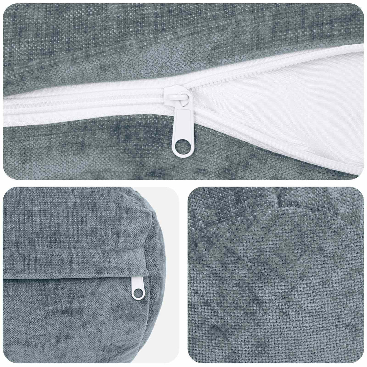 Pudebetræk 6 stk. HEERLEN Lyseblå Ø 15 x 40 cm Chenille Stof