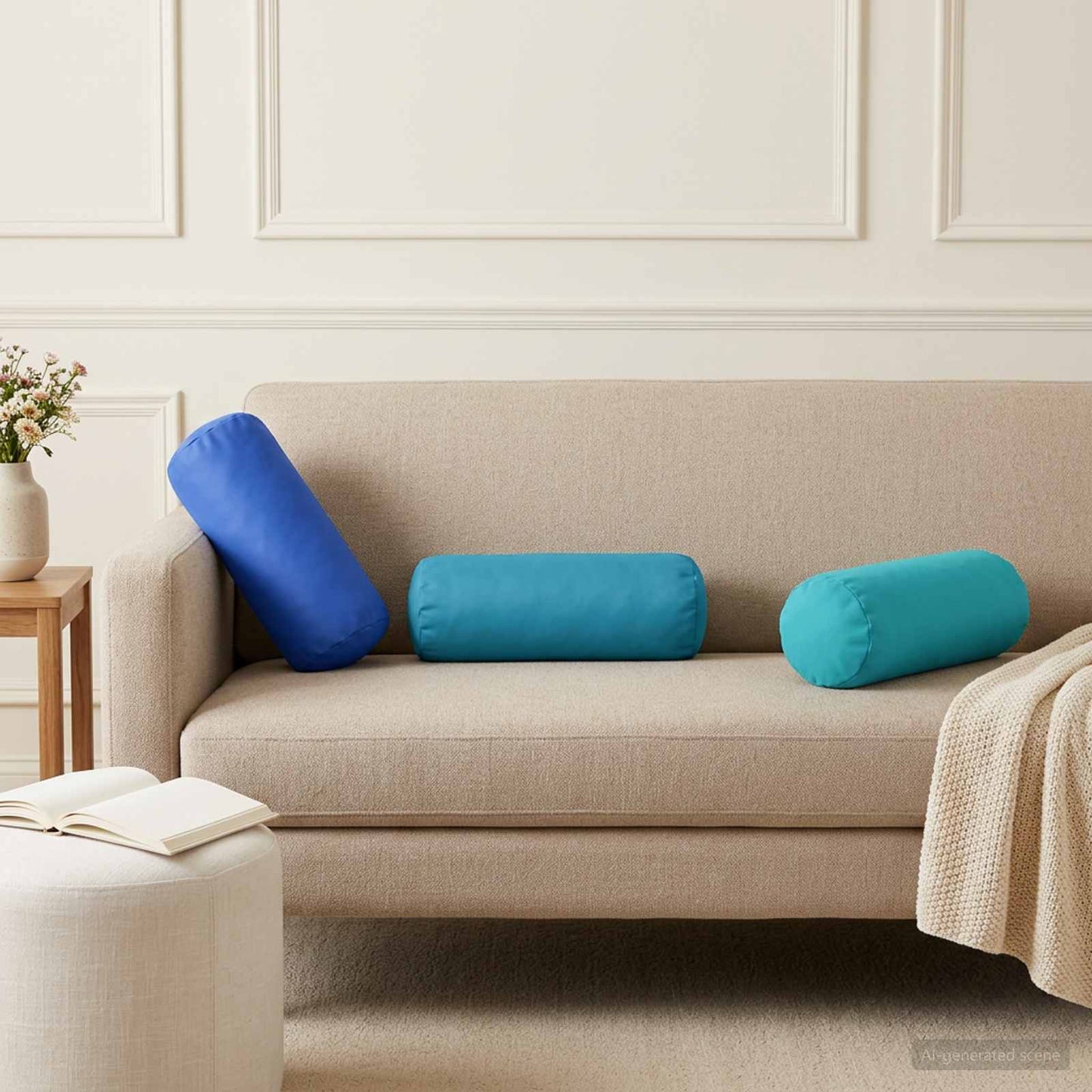 Pudebetræk 6 pcs HEERLEN Lyseblå Ø 15 x 40 cm Polyester