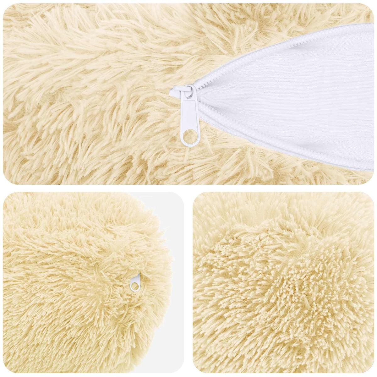 Pudebetræk 2 pcs HEERLEN Cremefarvet Ø 15 x 40 cm PV Fleece