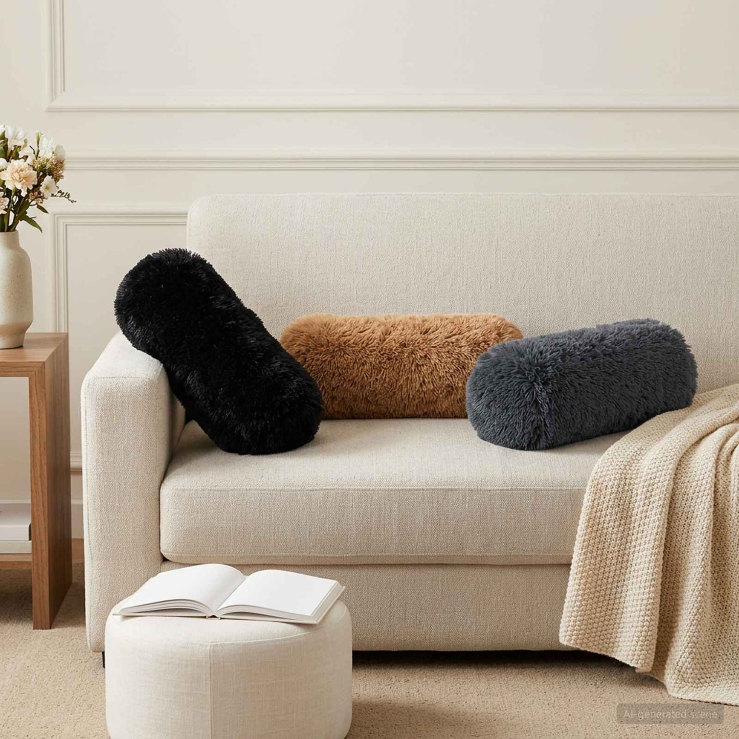 Pudebetræk 6 pcs HEERLEN Antracit Ø 15 x 40 cm PV Fleece