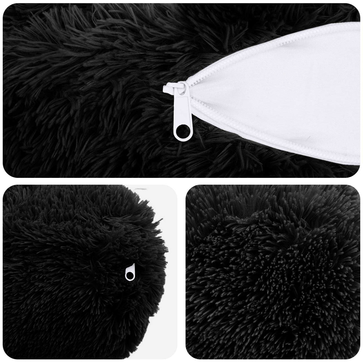 Pudebetræk 6 pcs HEERLEN Sort Ø 15 x 40 cm PV Fleece