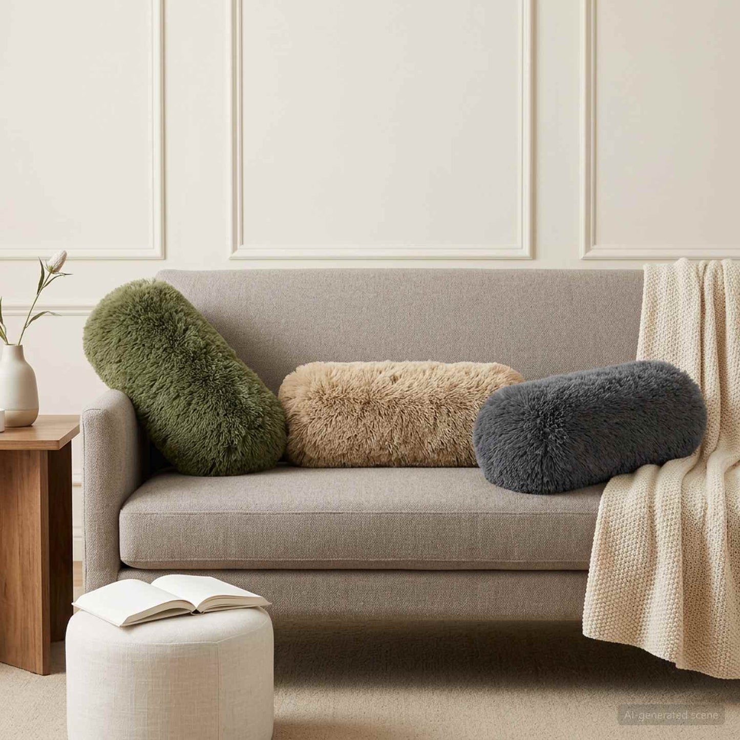 Pudebetræk 6 pcs HEERLEN Lysegrå Ø 15 x 40 cm PV Fleece