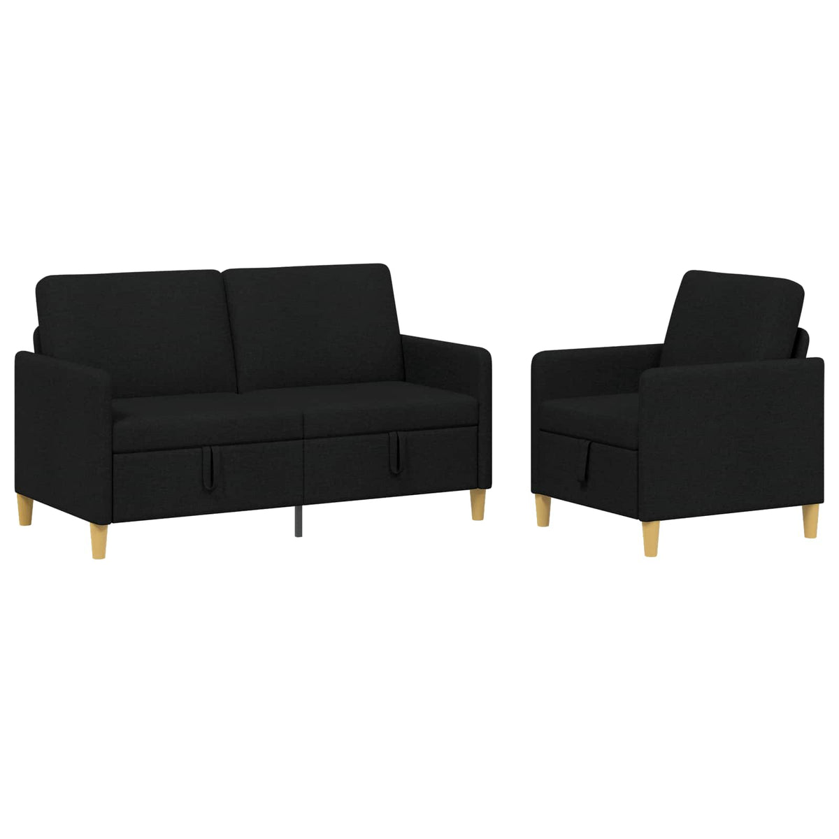 Sofa sæt med opbevaring 2 stk. Sort Polyester