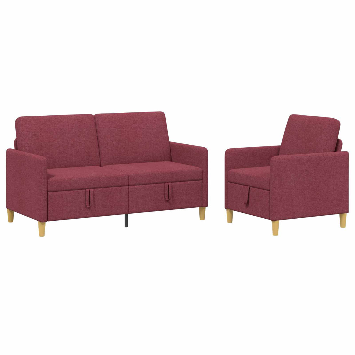 Sofa sæt med opbevaring 2 stk. Vinrød Polyester