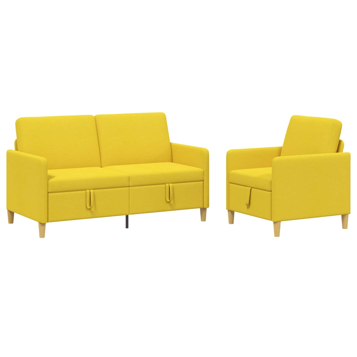 Sofa sæt med opbevaring 2 stk. Lys Gul Polyester