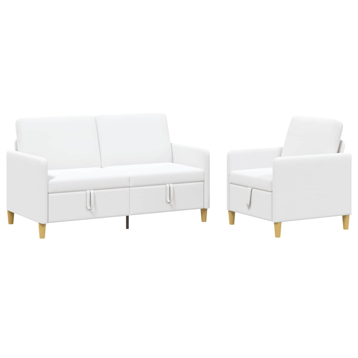 Sofa sæt med opbevaring 2 stk. Hvid Polyester