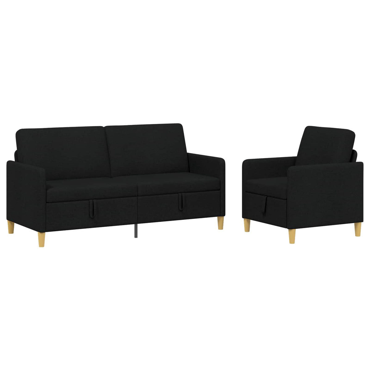 Sofa sæt med opbevaring 2 stk. Sort Polyester
