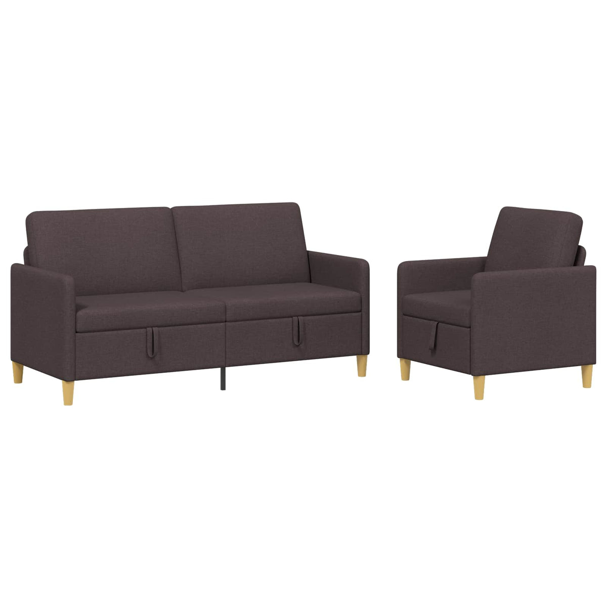 Sofa sæt med opbevaring 2 stk. Mørk Brun Polyester