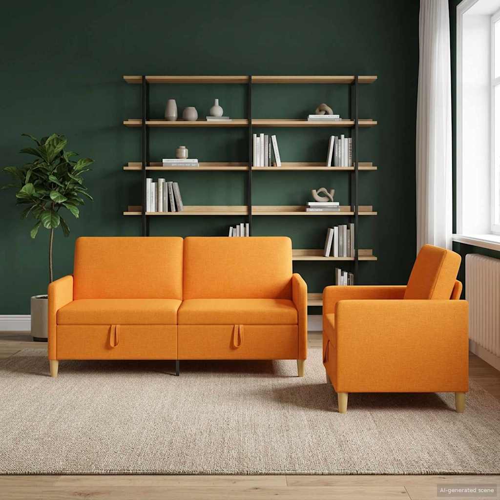 Sofa sæt med opbevaring 2 stk. Mørk Gul Polyester
