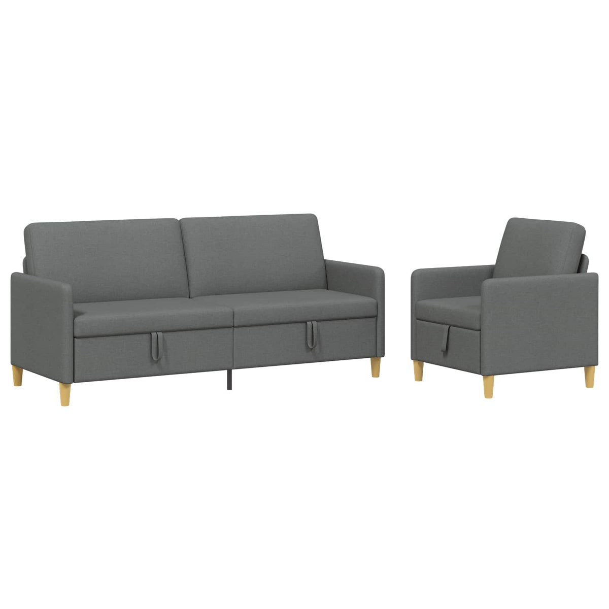 Sofa sæt med opbevaring 2 stk. Mørkegrå Polyester